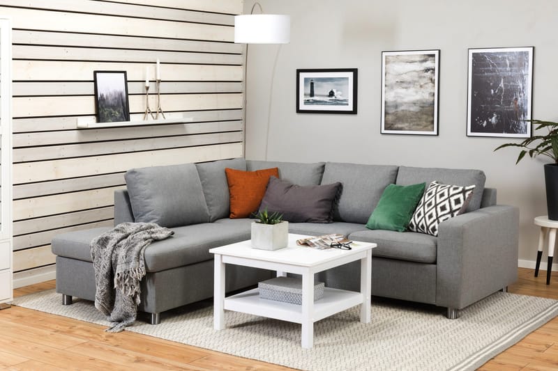 Crazy 3-sits Vänstervänd L-formad Schäslongsoffa i Tyg - Grå - Möbler - Soffa - Divansoffor & schäslongsoffa - 2 sits soffa med divan