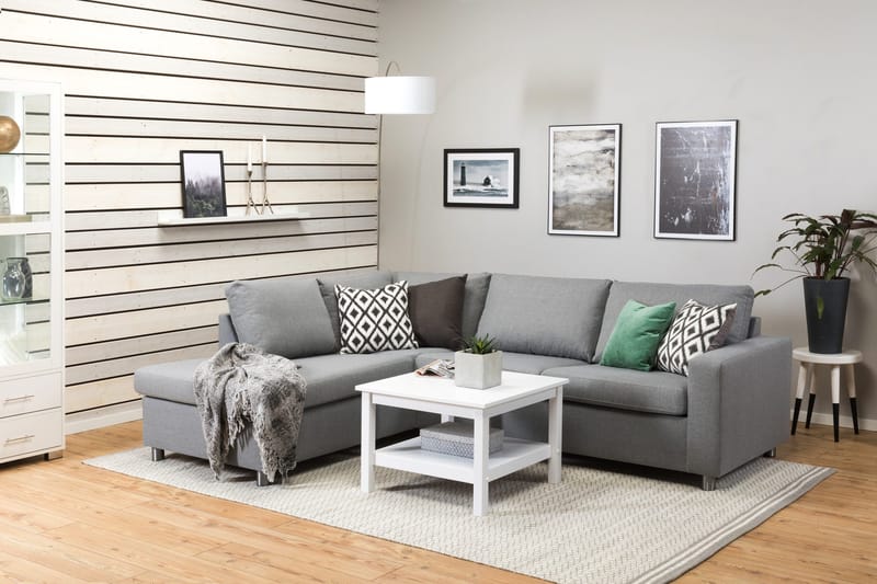 Crazy 3-sits Vänstervänd L-formad Schäslongsoffa i Tyg - Grå - Möbler - Soffa - Divansoffor & schäslongsoffa - 3 sits soffa med divan