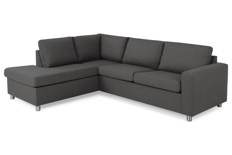 Crazy 3-sits Vänstervänd L-formad Schäslongsoffa i Tyg - Mörkgrå - Möbler - Soffa - Divansoffor & schäslongsoffa