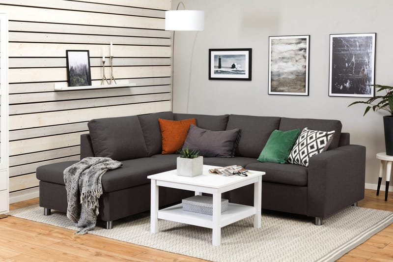 Crazy 3-sits Vänstervänd L-formad Schäslongsoffa i Tyg - Mörkgrå - Möbler - Soffa - Divansoffor & schäslongsoffa - 2 sits soffa med divan