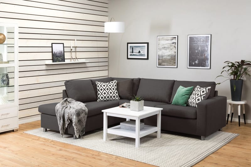 Crazy 3-sits Vänstervänd L-formad Schäslongsoffa i Tyg - Mörkgrå - Möbler - Soffa - Divansoffor & schäslongsoffa - 3 sits soffa med divan