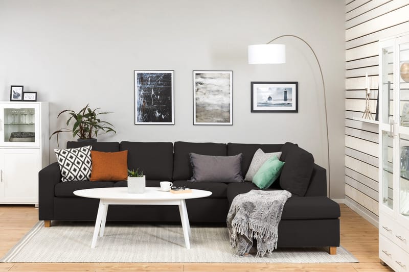 Crazy 4-sits Högervänd L-formad Schäslongsoffa i Tyg - Antracit - Möbler - Soffa - Divansoffor & schäslongsoffa - 3 sits soffa med divan