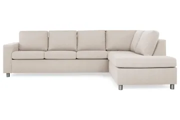 Crazy 4-sits Högervänd L-formad Schäslongsoffa i Tyg - Beige - Möbler - Soffa - Divansoffor & schäslongsoffa