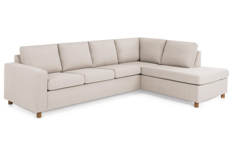 Crazy 4-sits Högervänd L-formad Schäslongsoffa i Tyg - Beige - Möbler - Soffa - Divansoffor & schäslongsoffa