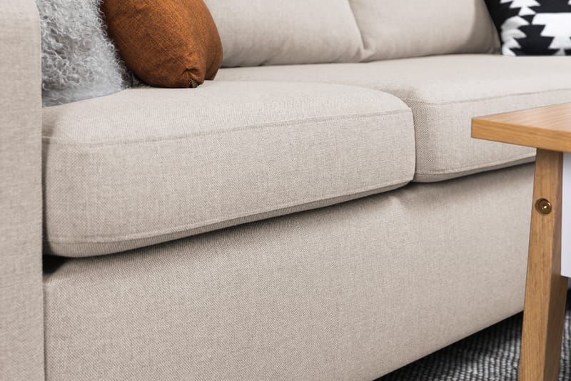 Crazy 4-sits Högervänd L-formad Schäslongsoffa i Tyg - Beige - Möbler - Soffa - Divansoffor & schäslongsoffa