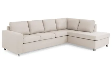 Crazy 4-sits Högervänd L-formad Schäslongsoffa i Tyg - Beige - Möbler - Soffa - Divansoffor & schäslongsoffa