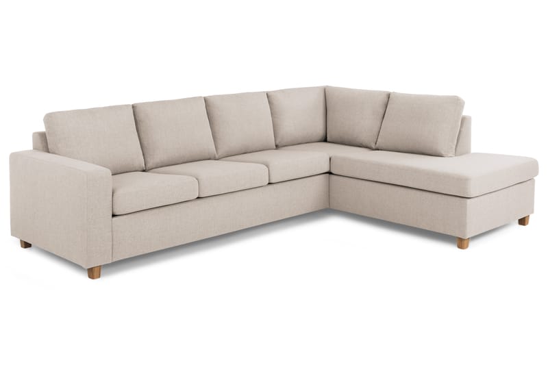 Crazy 4-sits Högervänd L-formad Schäslongsoffa i Tyg - Beige - Möbler - Soffa - Divansoffor & schäslongsoffa