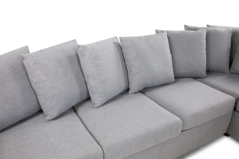 Crazy 4-sits Högervänd L-formad Schäslongsoffa i Tyg inkl Kuvertkuddar - Grå - Möbler - Soffa - Divansoffor & schäslongsoffa