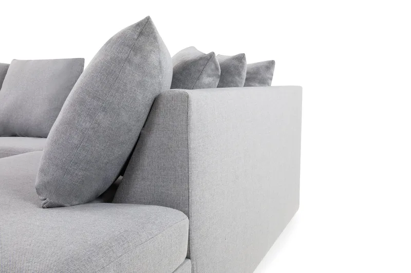 Crazy 4-sits Högervänd L-formad Schäslongsoffa i Tyg inkl Kuvertkuddar - Grå - Möbler - Soffa - Divansoffor & schäslongsoffa