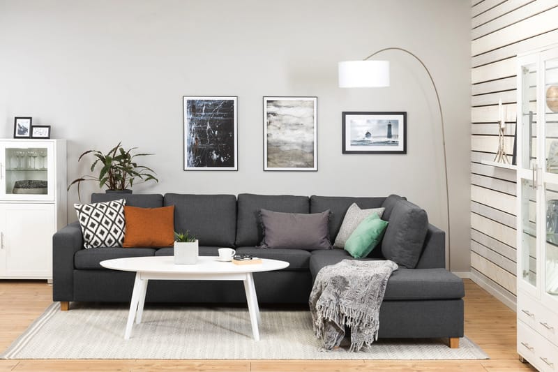 Crazy 4-sits Högervänd L-formad Schäslongsoffa i Tyg - Mörkgrå - Möbler - Soffa - Divansoffor & schäslongsoffa - 3 sits soffa med divan