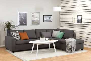 Crazy 4-sits Högervänd L-formad Schäslongsoffa i Tyg - Mörkgrå - Möbler - Soffa - Divansoffor & schäslongsoffa