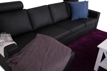 Crazy 4-sits Vändbar L-formad Divansoffa i Konstläder - Svart - Möbler - Soffa - Divansoffor & schäslongsoffa