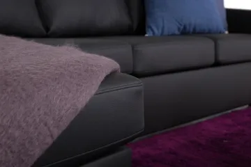 Crazy 4-sits Vändbar L-formad Divansoffa i Konstläder - Svart - Möbler - Soffa - Divansoffor & schäslongsoffa