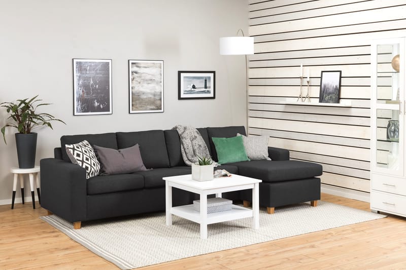 Crazy 4-sits Vändbar L-formad Divansoffa i Tyg - Antracit - Möbler - Soffa - Divansoffor & schäslongsoffa - 4 sits soffa med divan
