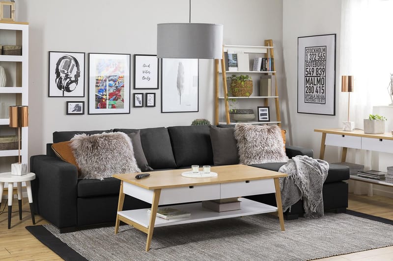 Crazy 4-sits Vändbar L-formad Divansoffa i Tyg - Antracit - Möbler - Soffa - Divansoffor & schäslongsoffa - 4 sits soffa med divan