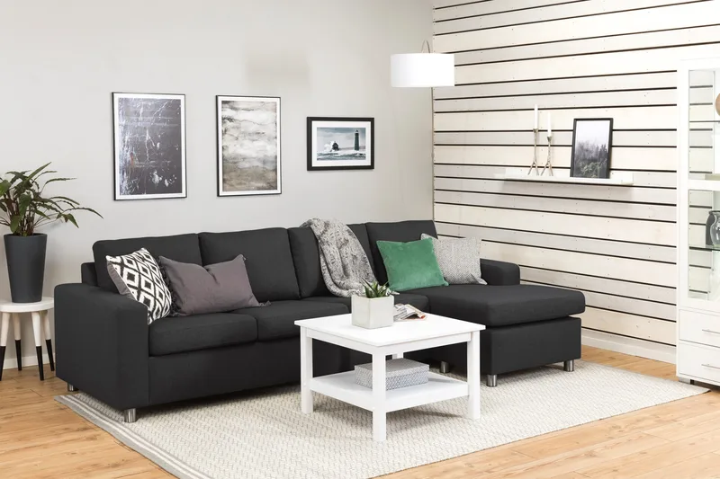 Crazy 4-sits Vändbar L-formad Divansoffa i Tyg - Antracit - Möbler - Soffa - Divansoffor & schäslongsoffa - 4 sits soffa med divan