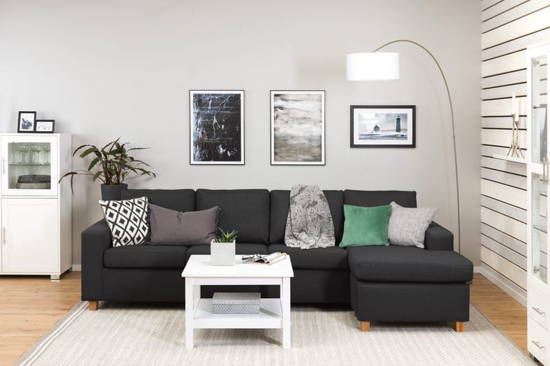 Crazy 4-sits Vändbar L-formad Divansoffa i Tyg - Antracit - Möbler - Soffa - Divansoffor & schäslongsoffa - 4 sits soffa med divan