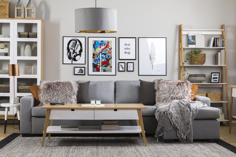 Crazy 4-sits Vändbar L-formad Divansoffa i Tyg - Grå - Möbler - Soffa - Divansoffor & schäslongsoffa - 4 sits soffa med divan