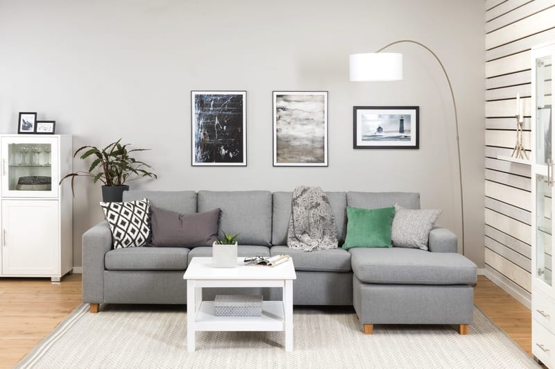 Crazy 4-sits Vändbar L-formad Divansoffa i Tyg - Grå - Möbler - Soffa - Divansoffor & schäslongsoffa - 4 sits soffa med divan