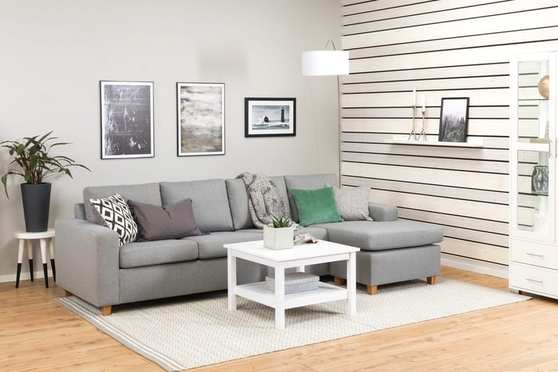 Crazy 4-sits Vändbar L-formad Divansoffa i Tyg - Grå - Möbler - Soffa - Divansoffor & schäslongsoffa - 4 sits soffa med divan