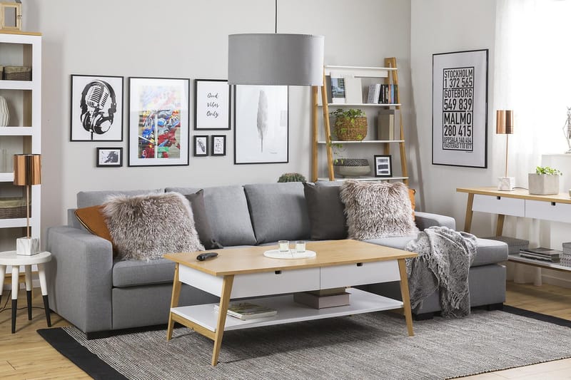 Crazy 4-sits Vändbar L-formad Divansoffa i Tyg - Grå - Möbler - Soffa - Divansoffor & schäslongsoffa - 4 sits soffa med divan