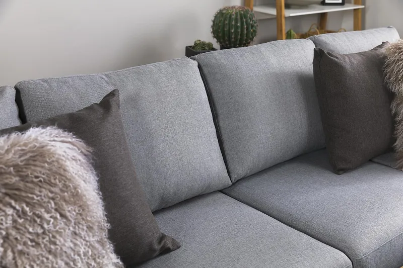 Crazy 4-sits Vändbar L-formad Divansoffa i Tyg - Grå - Möbler - Soffa - Divansoffor & schäslongsoffa - 4 sits soffa med divan
