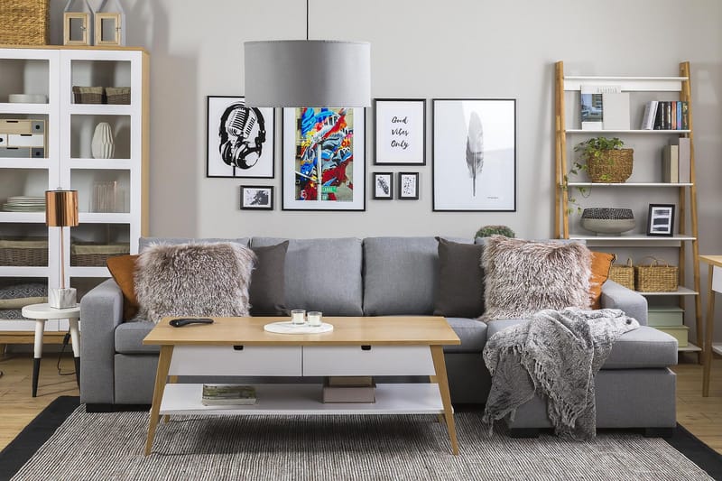 Crazy 4-sits Vändbar L-formad Divansoffa i Tyg - Grå - Möbler - Soffa - Divansoffor & schäslongsoffa - 4 sits soffa med divan