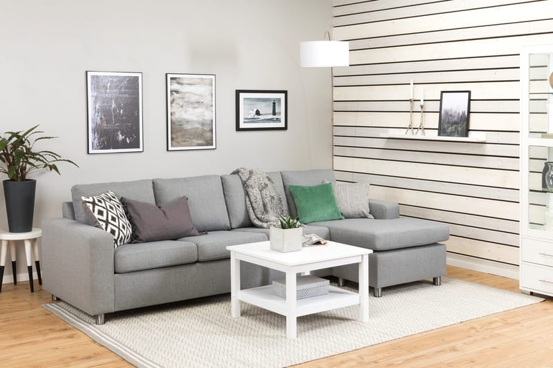 Crazy 4-sits Vändbar L-formad Divansoffa i Tyg - Grå - Möbler - Soffa - Divansoffor & schäslongsoffa - 4 sits soffa med divan