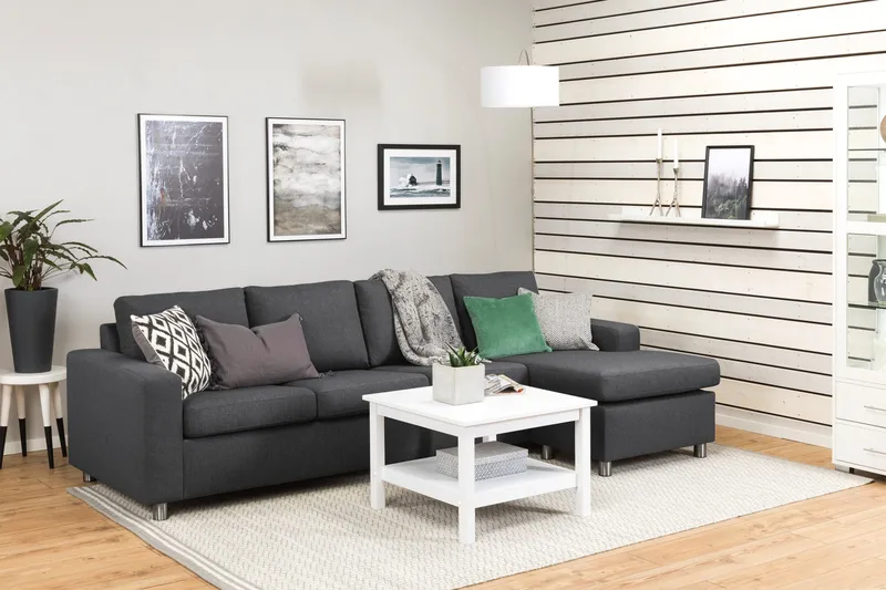 Crazy 4-sits Vändbar L-formad Divansoffa i Tyg - Mörkgrå - Möbler - Soffa - Divansoffor & schäslongsoffa - 4 sits soffa med divan