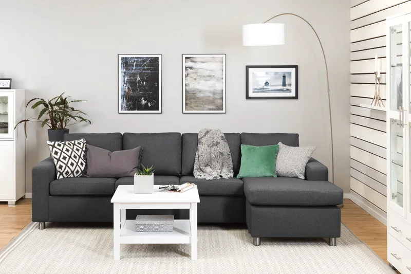 Crazy 4-sits Vändbar L-formad Divansoffa i Tyg - Mörkgrå - Möbler - Soffa - Divansoffor & schäslongsoffa - 4 sits soffa med divan