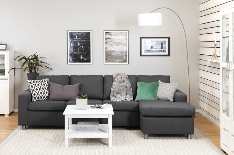 Crazy 4-sits Vändbar L-formad Divansoffa i Tyg - Mörkgrå - Möbler - Soffa - Divansoffor & schäslongsoffa - 4 sits soffa med divan
