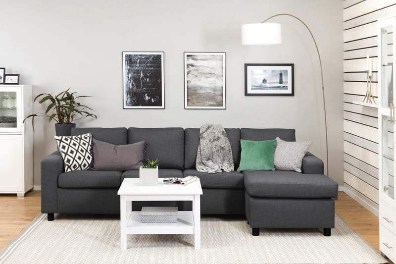 Crazy 4-sits Vändbar L-formad Divansoffa i Tyg - Mörkgrå - Möbler - Soffa - Divansoffor & schäslongsoffa - 4 sits soffa med divan