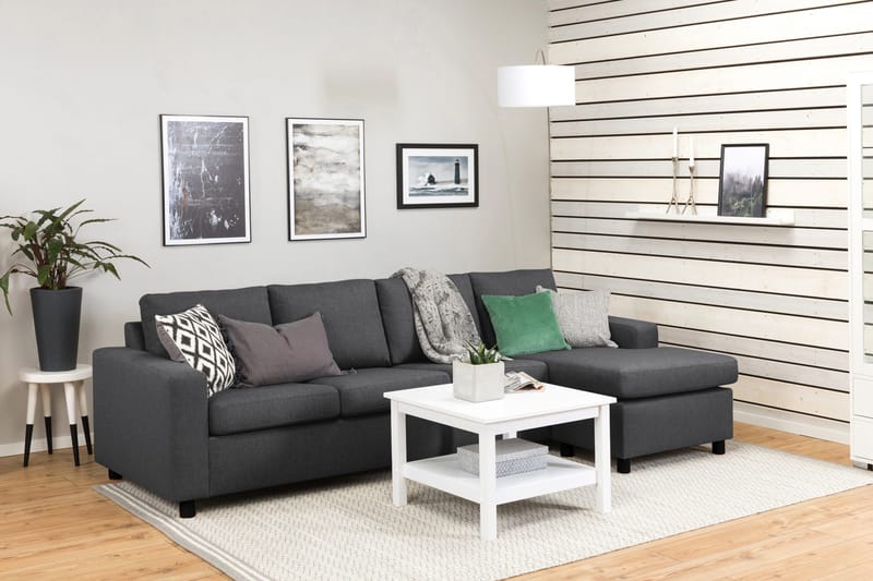 Crazy 4-sits Vändbar L-formad Divansoffa i Tyg - Mörkgrå - Möbler - Soffa - Divansoffor & schäslongsoffa - 4 sits soffa med divan
