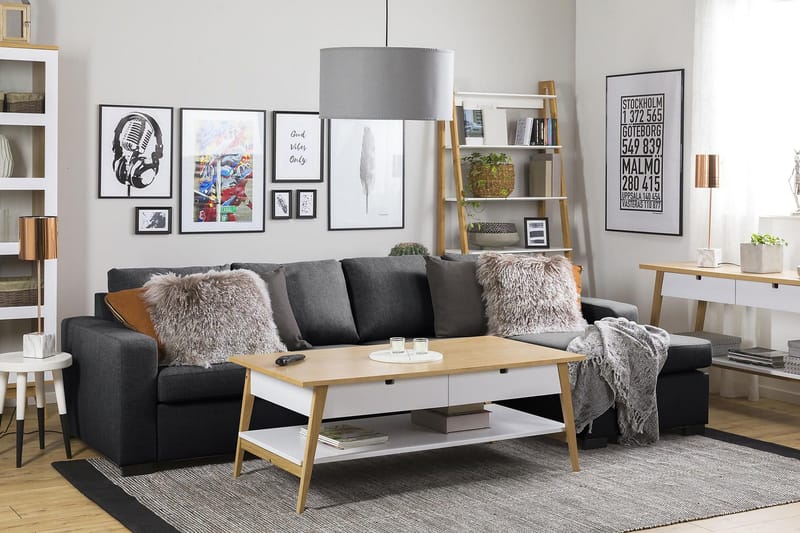 Crazy 4-sits Vändbar L-formad Divansoffa i Tyg - Mörkgrå - Möbler - Soffa - Divansoffor & schäslongsoffa - 4 sits soffa med divan