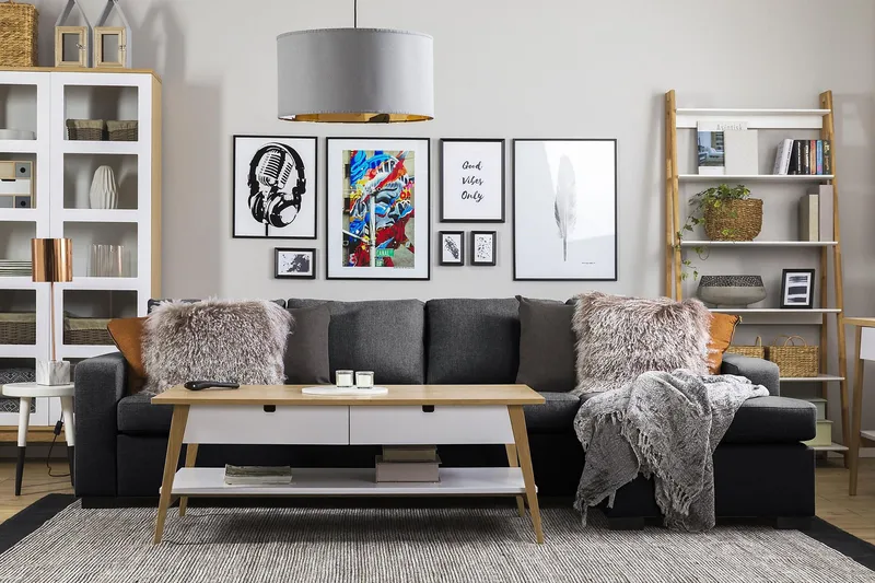 Crazy 4-sits Vändbar L-formad Divansoffa i Tyg - Mörkgrå - Möbler - Soffa - Divansoffor & schäslongsoffa - 4 sits soffa med divan