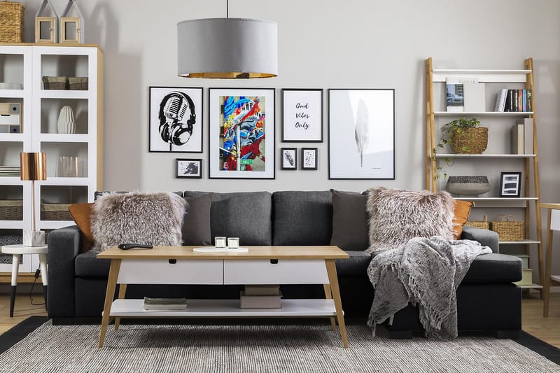 Crazy 4-sits Vändbar L-formad Divansoffa i Tyg - Mörkgrå - Möbler - Soffa - Divansoffor & schäslongsoffa - 4 sits soffa med divan