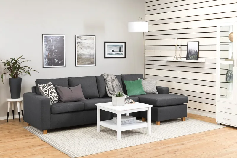 Crazy 4-sits Vändbar L-formad Divansoffa i Tyg - Mörkgrå - Möbler - Soffa - Divansoffor & schäslongsoffa - 4 sits soffa med divan