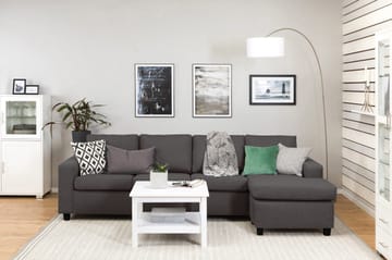 Crazy 4-sits Vändbar L-formad Divansoffa i Tyg - Mörkgrå - Möbler - Soffa - Divansoffor & schäslongsoffa