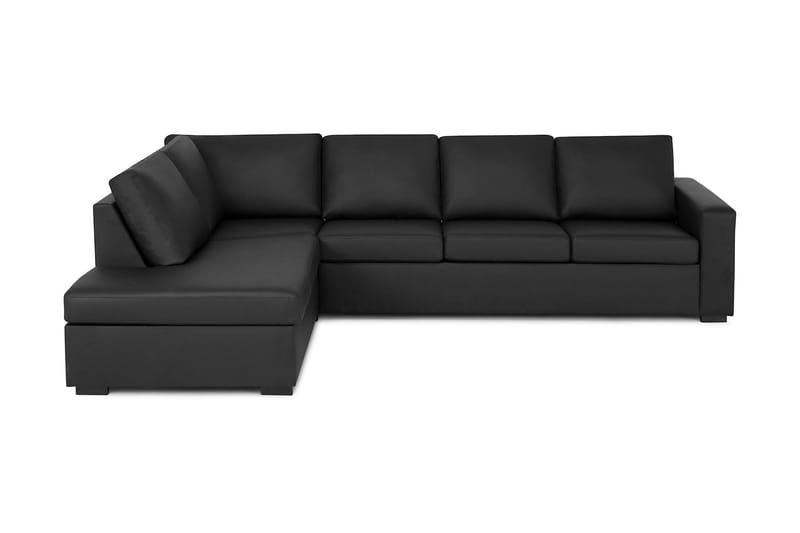 Crazy 4-sits Vänstervänd L-formad Schäslongsoffa i Konstläder - Svart - Möbler - Soffa - Divansoffor & schäslongsoffa