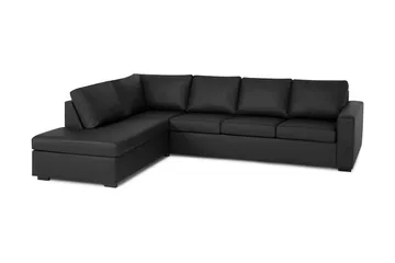 Crazy 4-sits Vänstervänd L-formad Schäslongsoffa i Konstläder - Svart - Möbler - Soffa - Divansoffor & schäslongsoffa