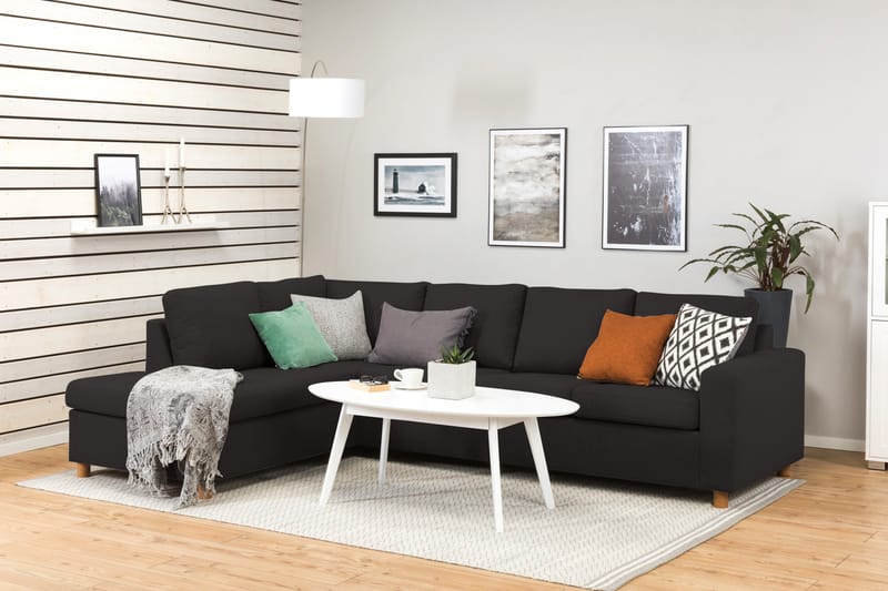 Crazy 4-sits Vänstervänd L-formad Schäslongsoffa i Tyg - Antracit - Möbler - Soffa - Divansoffor & schäslongsoffa