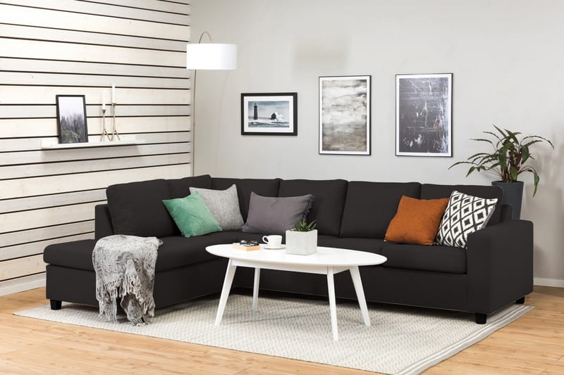 Crazy 4-sits Vänstervänd L-formad Schäslongsoffa i Tyg - Antracit - Möbler - Soffa - Divansoffor & schäslongsoffa
