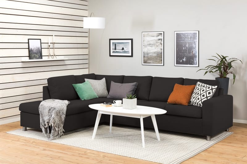 Crazy 4-sits Vänstervänd L-formad Schäslongsoffa i Tyg - Antracit - Möbler - Soffa - Divansoffor & schäslongsoffa - 3 sits soffa med divan