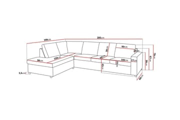 Crazy 4-sits Vänstervänd L-formad Schäslongsoffa i Tyg - Antracit - Möbler - Soffa - Divansoffor & schäslongsoffa