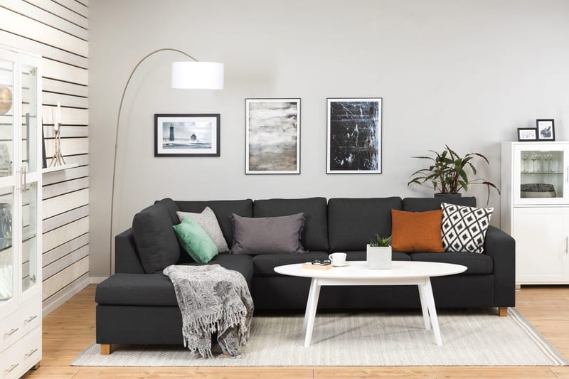 Crazy 4-sits Vänstervänd L-formad Schäslongsoffa i Tyg - Antracit - Möbler - Soffa - Divansoffor & schäslongsoffa - 3 sits soffa med divan