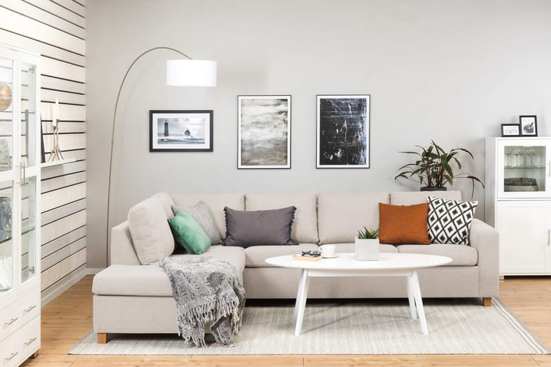 Crazy 4-sits Vänstervänd L-formad Schäslongsoffa i Tyg - Beige - Möbler - Soffa - Divansoffor & schäslongsoffa - 3 sits soffa med divan