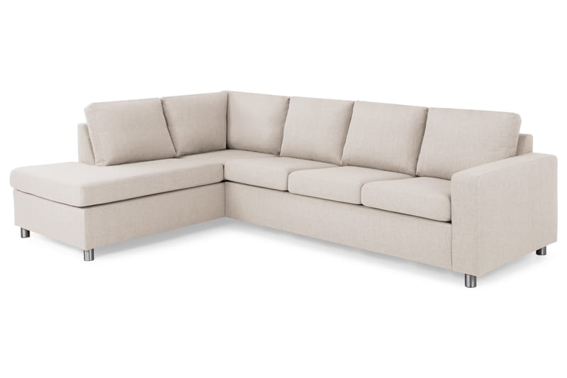 Crazy 4-sits Vänstervänd L-formad Schäslongsoffa i Tyg - Beige - Möbler - Soffa - Divansoffor & schäslongsoffa