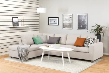 Crazy 4-sits Vänstervänd L-formad Schäslongsoffa i Tyg - Beige - Möbler - Soffa - Divansoffor & schäslongsoffa