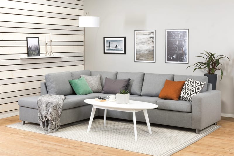 Crazy 4-sits Vänstervänd L-formad Schäslongsoffa i Tyg - Grå - Möbler - Soffa - Divansoffor & schäslongsoffa - 3 sits soffa med divan