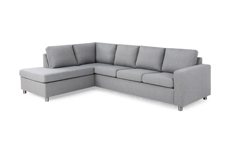 Crazy 4-sits Vänstervänd L-formad Schäslongsoffa i Tyg - Grå - Möbler - Soffa - Divansoffor & schäslongsoffa - 3 sits soffa med divan